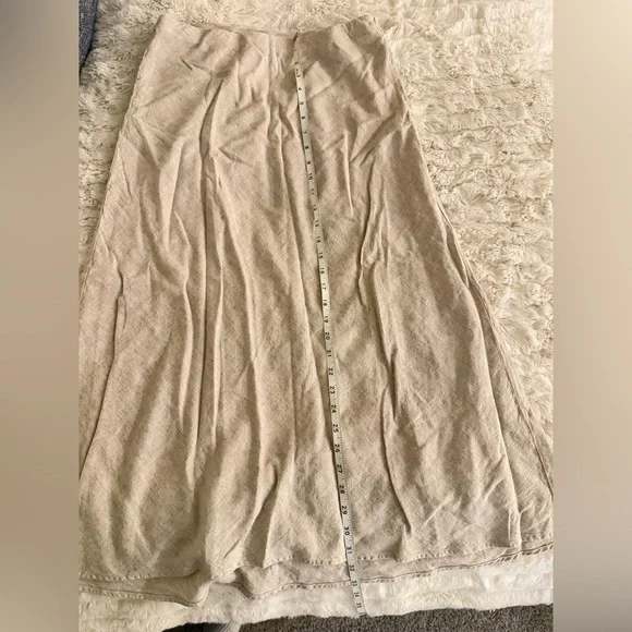 Abercrombie + Fitch Mid Rise Linen Blend Maxi Skirt - Picture 9 of 10